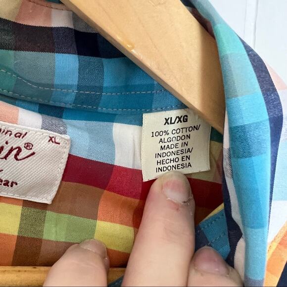 Penguin by Musingwear  Bright Multi Check Button Up Shirt Men’s Size XL - Picture 14 of 14